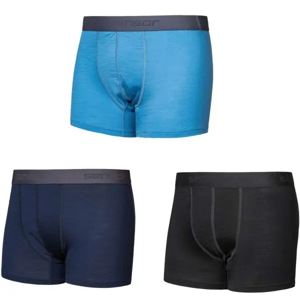 Sensor Sensor MERINO ACTIVE 3-PACK Мъжки боксерки, черно, размер