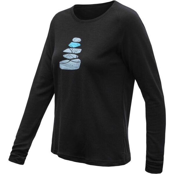 Sensor Sensor MERINO BLEND STONE Дамска тениска с дълъг ръкав, черно, размер