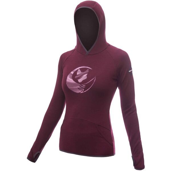 Sensor Sensor MERINO UPPER FOX Дамски суитшърт, винен, размер