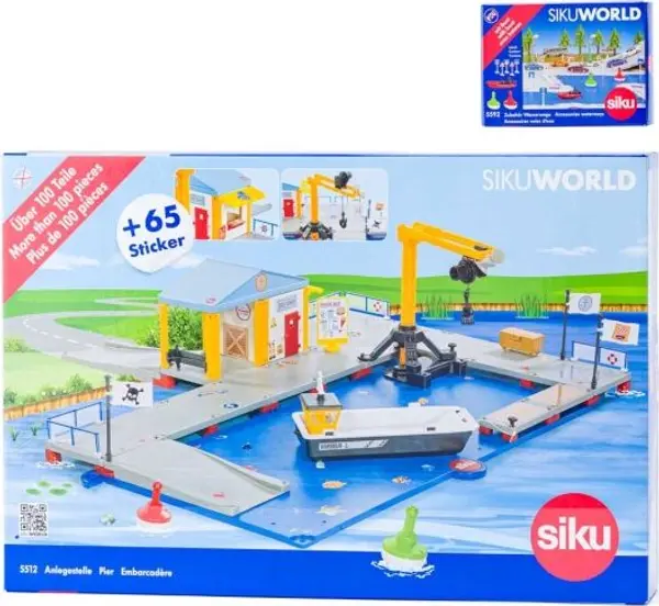 SIKU SIKU LOADING HARBOUR WITH PIER AND BOAT Пристанище за зареждане с кей и лодка, микс, размер