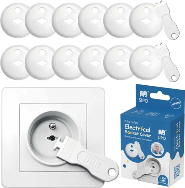 Sipo Sipo 12 + 2 Защитни капаци за електрически контакти, бяло, размер