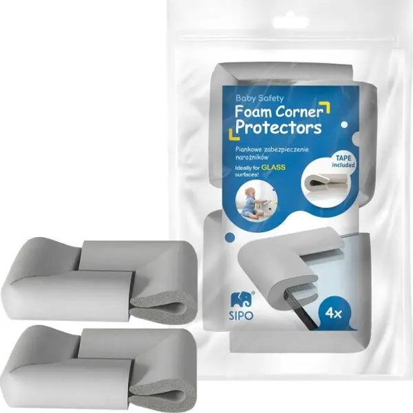 Sipo Sipo CORNER PROTECTORS 4KS Защита на ъглите и ръбовете за мебели от стъкло, сиво, размер
