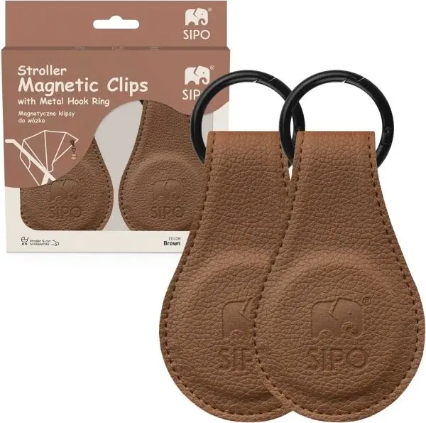 Sipo Sipo STROLLER HOOKS 2KS Магнитни клипсове за количка, кафяво, размер