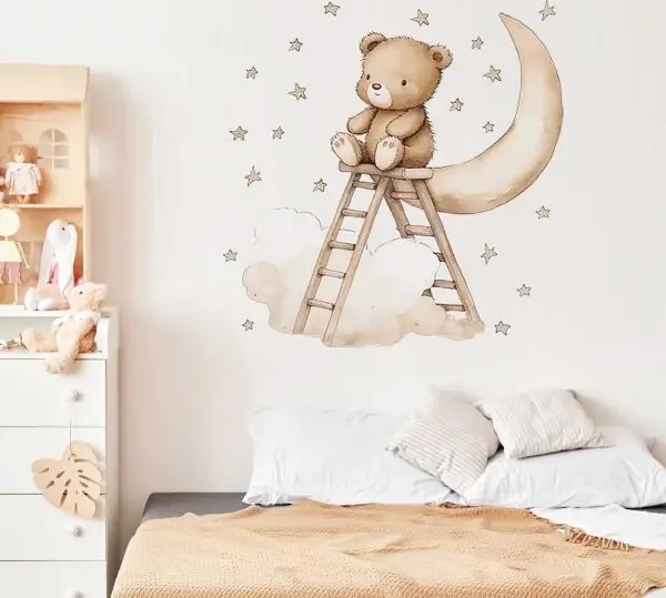 Sipo Sipo TEDDY BEAR ON A MOON Стенни стикери за детска стая, микс, размер