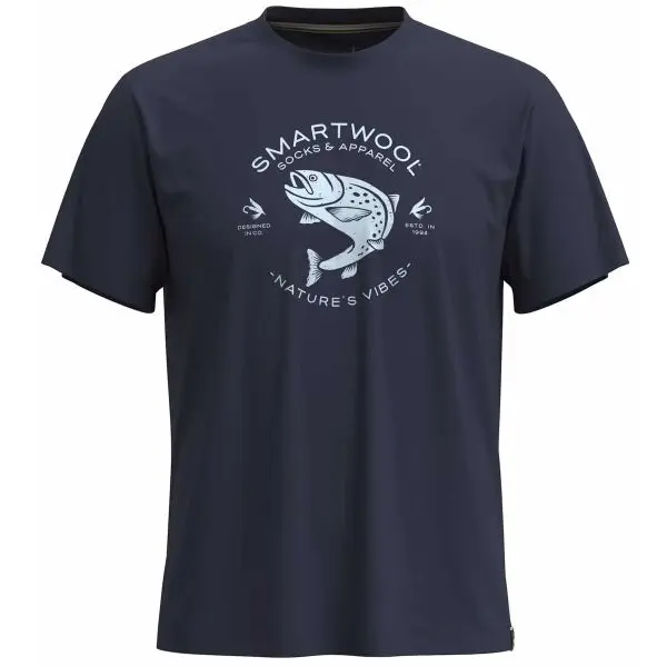 Smartwool Smartwool TROUT FISCHING SHORT SLEEVE GRAPHIC TEE Мъжка тениска, тъмносин, размер
