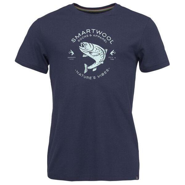 Smartwool Smartwool TROUT FISHING GRAPHIC SS TEE SLIM FIT Мъжка тениска, тъмносин, размер