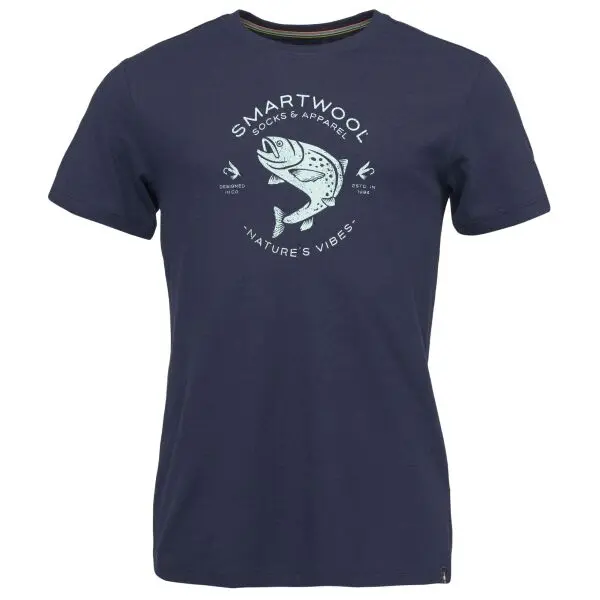 Smartwool Smartwool TROUT FISHING GRAPHIC SS TEE SLIM FIT Мъжка тениска, тъмносин, размер