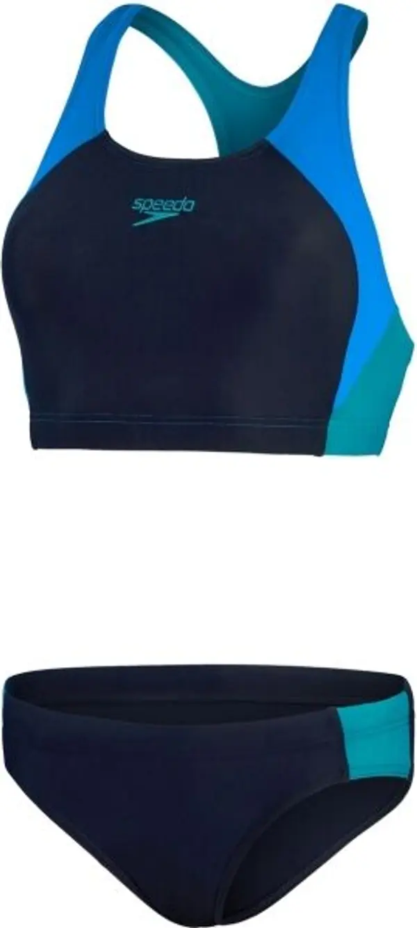 Speedo Speedo COLOURBLOCK SPLICE 2 PIECE Дамски бански костюм от две части, тъмносин, размер