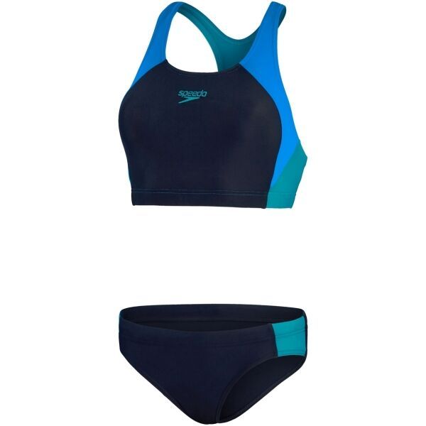 Speedo Speedo COLOURBLOCK SPLICE 2 PIECE Дамски бански костюм от две части, тъмносин, размер