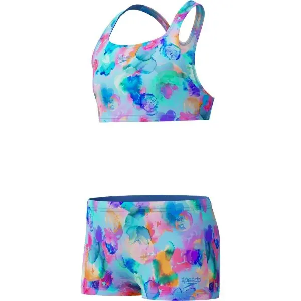 Speedo Speedo PRINT RACERBACK 2PC Момичешки двуцветен бански, синьо, размер 14Y