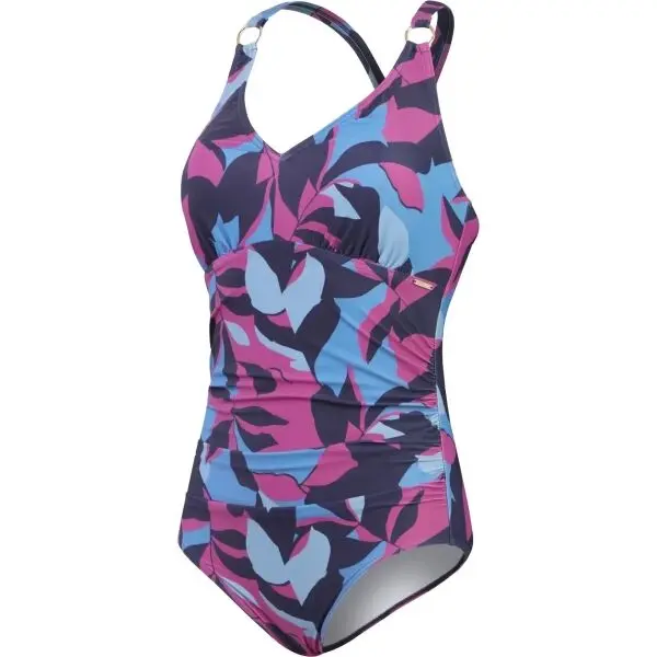 Speedo Speedo SHAPING PRITNED V NECK 1 PIECE Дамски цял бански, тъмносин, размер