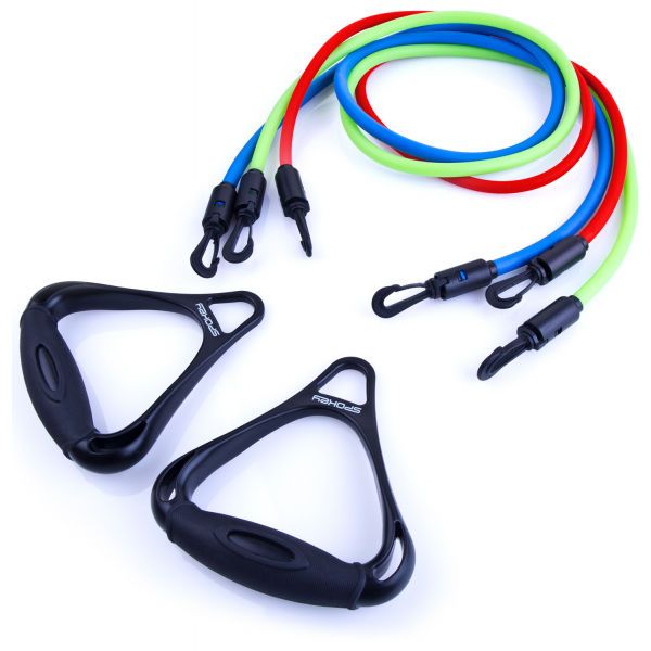 Spokey Spokey BACKER II Фитнес ластици с 3 сменяеми накрайници MIX Фитнес ластици, микс, размер