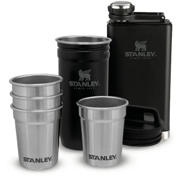 STANLEY STANLEY ADVENTURE SERIES 250ml Плоска бутилка + малки чашки, черно, размер 250 ML