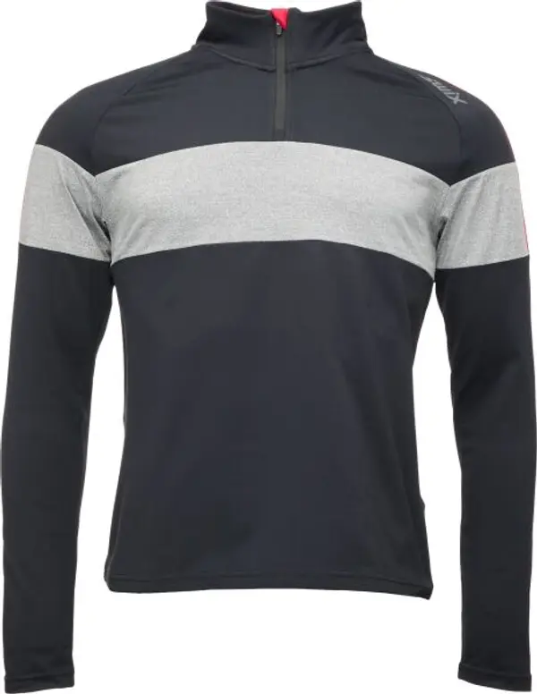 Swix Swix TISTA 1/2 MID LAYER M Функционален суитшърт с права яка, черно, размер