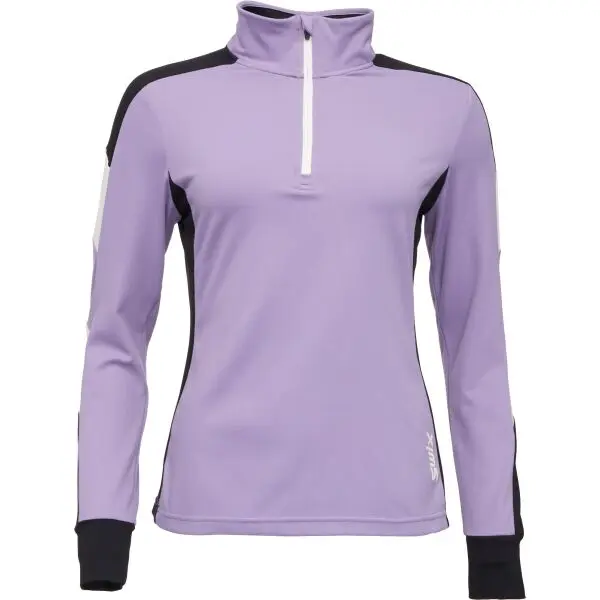 Swix Swix TISTA 1/2 MID LAYER W Функционален суитшърт с права яка, лилаво, размер