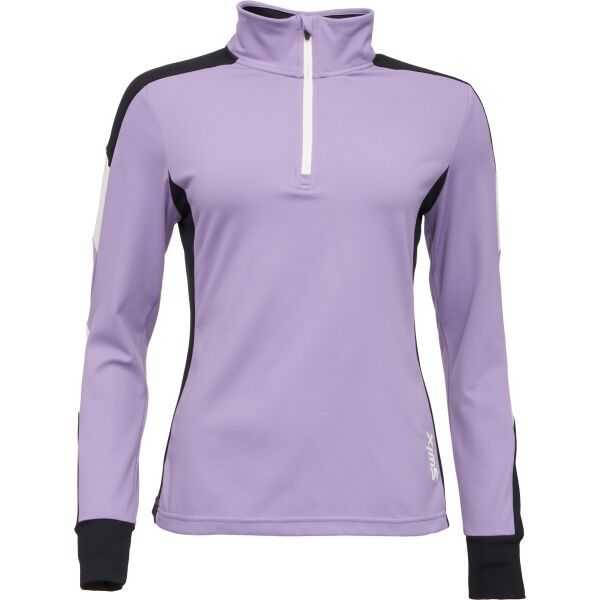 Swix Swix TISTA 1/2 MID LAYER W Функционален суитшърт с права яка, лилаво, размер