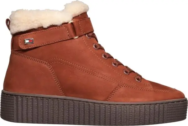 Tommy Hilfiger Tommy Hilfiger FAUX FUR NUBUCK LOW LACE-UP Дамски високи обувки, кафяво, размер