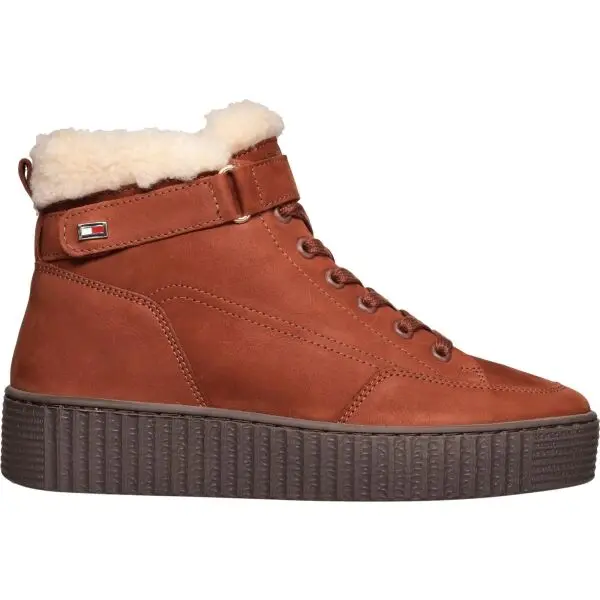 Tommy Hilfiger Tommy Hilfiger FAUX FUR NUBUCK LOW LACE-UP Дамски високи обувки, кафяво, размер