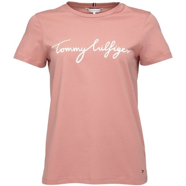 Tommy Hilfiger Tommy Hilfiger REG C-NK SIGNATURE Дамска тениска, цвят сьомга, размер