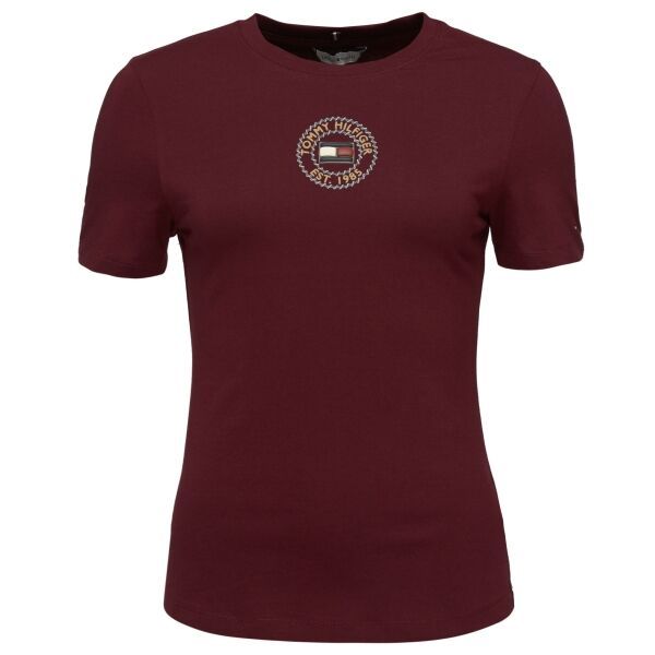 Tommy Hilfiger Tommy Hilfiger SLIM NAUTICAL GRAPHIC Дамска тениска, винен, размер