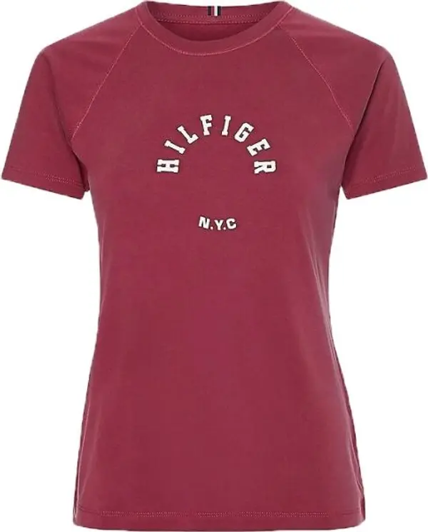 Tommy Hilfiger Tommy Hilfiger SLIM TOMMY GRAPHIC TEE SS Дамска тениска, винен, размер