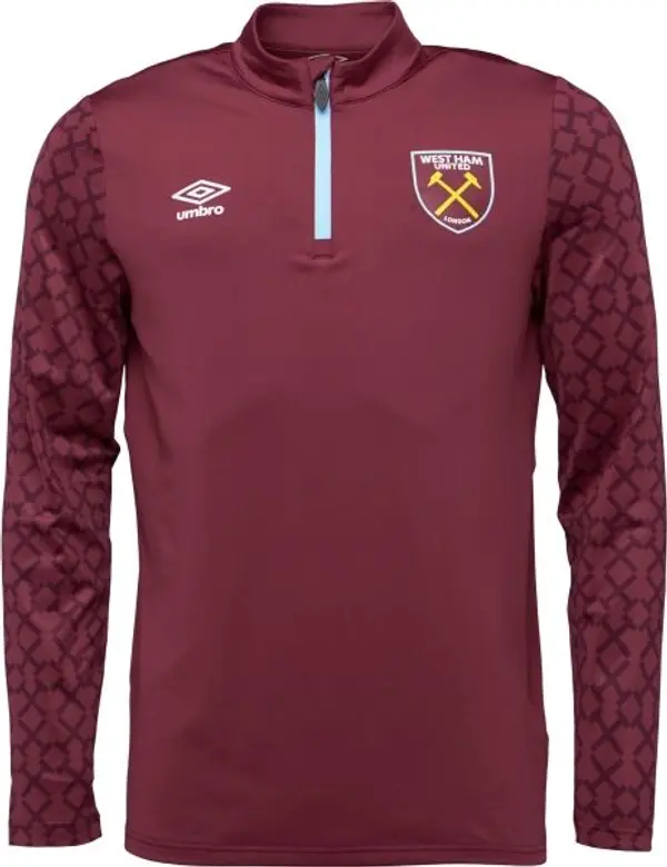 Umbro Umbro WEST HAM HOME PRE MATCH MIDLAYER TOP Мъжки спортен суитшърт, винен, размер