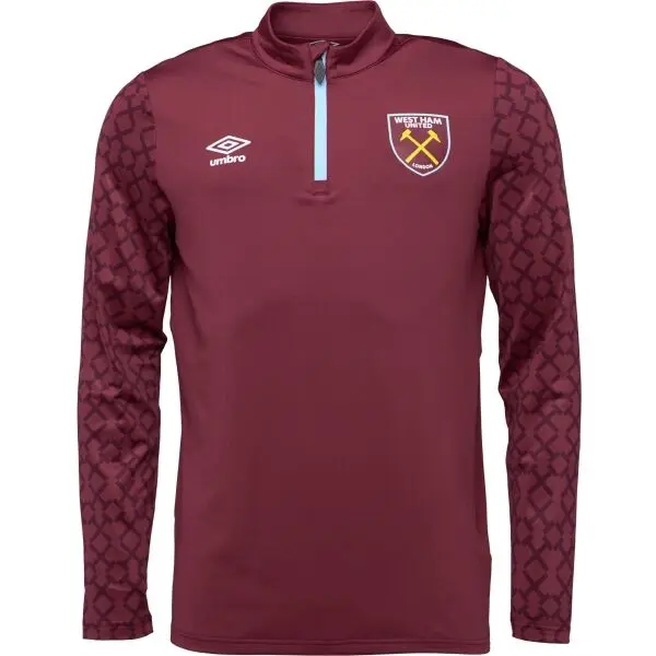 Umbro Umbro WEST HAM HOME PRE MATCH MIDLAYER TOP Мъжки спортен суитшърт, винен, размер XXL