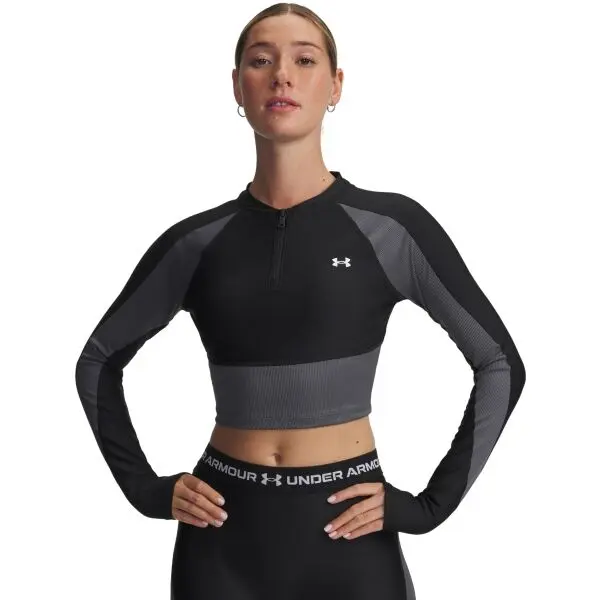 Under Armour Under Armour HEATGEAR RIB 1/4 ZIP Дамска спортна тениска, черно, размер M