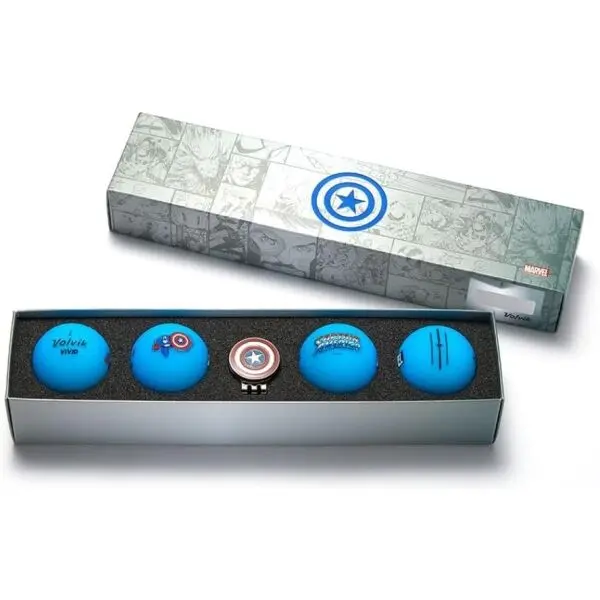 VOLVIK VOLVIK GB CAPTAIN AMERICA SET 4 BALLS + 1 BALLMARKER Топчета за голф, синьо, размер