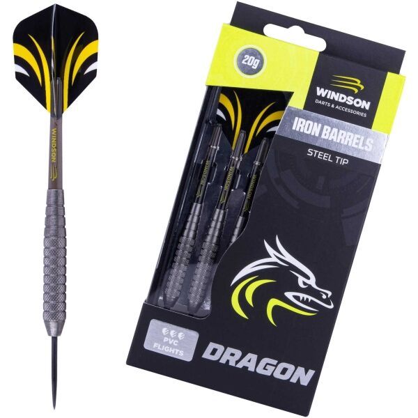 Windson Windson SET DRAGON 20 G IRON STEEL Подсилен комплект стрели с метални върхове, черно, размер
