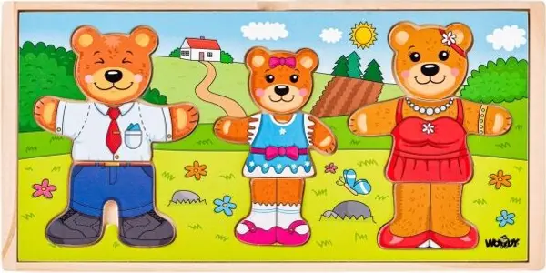 WOODY WOODY DRESS UP YOUR BEAR FAMILY Дървен пъзел, микс, размер