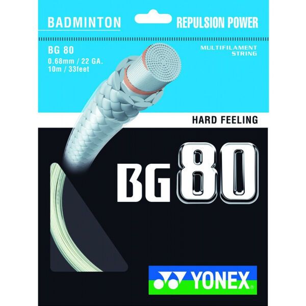 Yonex Yonex BG 80 Кордаж за бадминтон ракета, бяло, размер