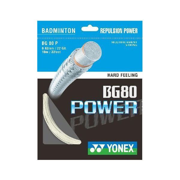 Yonex Yonex BG 80 POWER Кордаж за бадминтон ракета, бяло, размер
