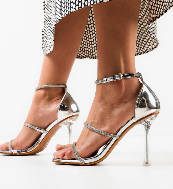 Mei Сандали на ток Drop Сребърни