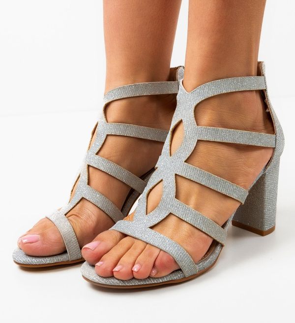 Mei Сандали на ток Hoshino Сребърни