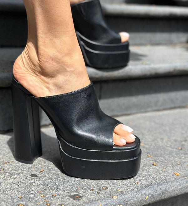 Ali Сандали на ток Imoge Черни