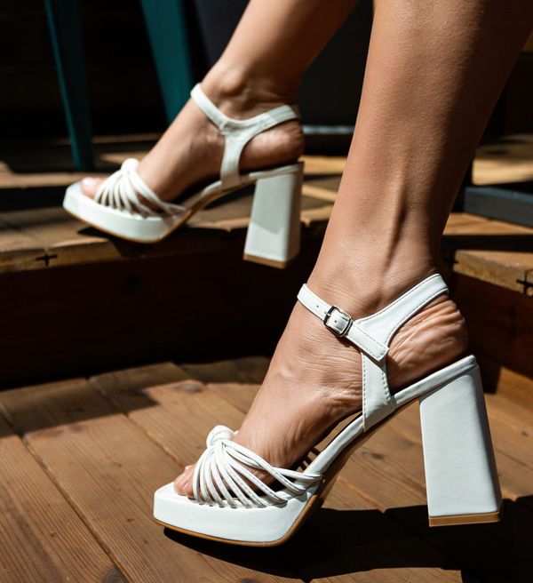 Ali Сандали на ток Reed Бели