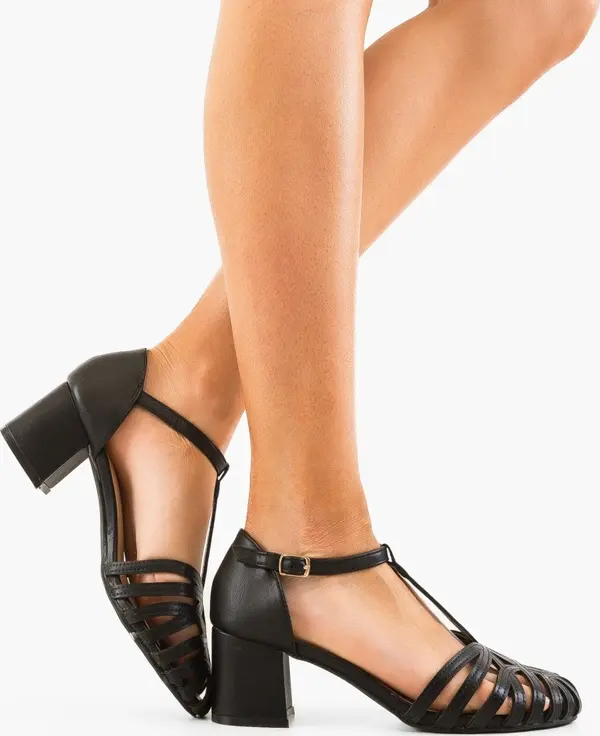 Ali Сандали на ток Salma Черни