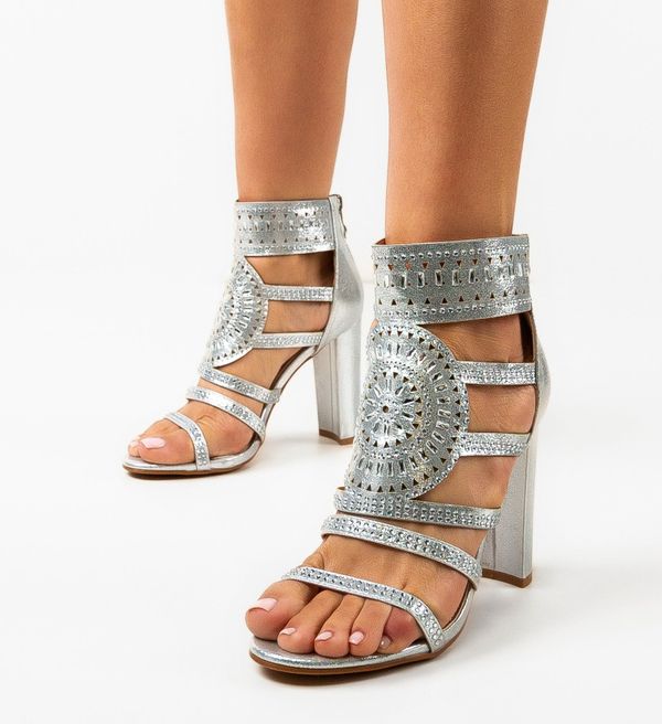 Mei Сандали на ток Samanta Сребърни