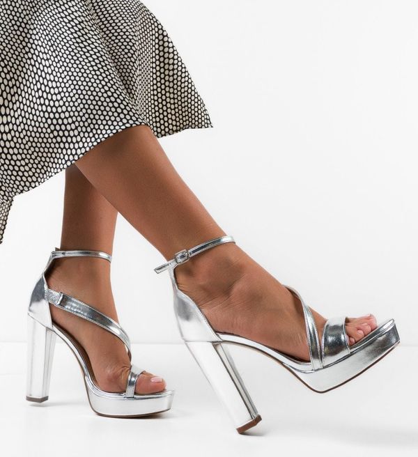 Tony Сандали на ток Tetra Сребърни