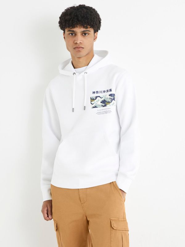 Celio Celio Hokusai Sweatshirt Byal