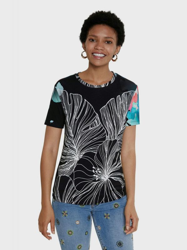 Desigual Desigual TS Leaves T-shirt Cheren