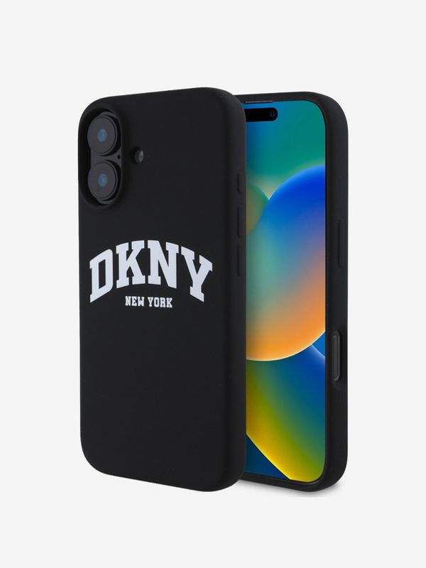 DKNY DKNY Liquid Silicone Arch Logo MagSafe Zadní Kryt pro iPhone 16 Plus Black Калъф за телефон Lilav