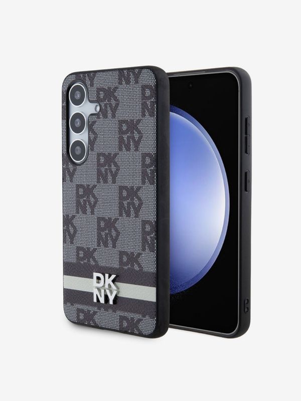 DKNY DKNY PU Leather Checkered Pattern and Stripe Samsung Galaxy S24+ Black Калъф за телефон Lilav