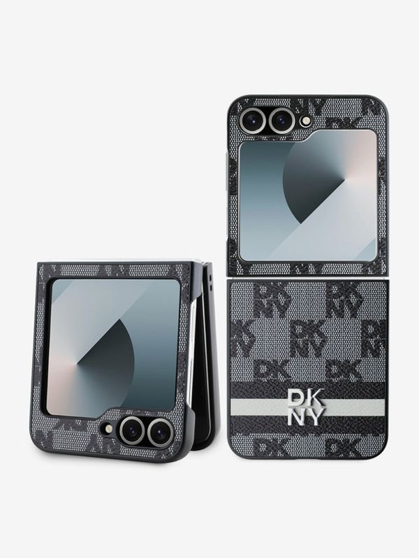 DKNY DKNY PU Leather Checkered Pattern and Stripe Samsung Galaxy Z Flip 6 Black Калъф за телефон Lilav