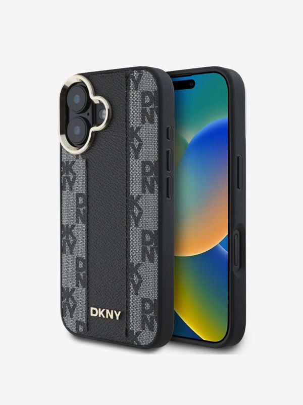 DKNY DKNY PU Leather Checkered Pattern Magsafe iPhone 16 Plus Black Калъф за телефон Lilav