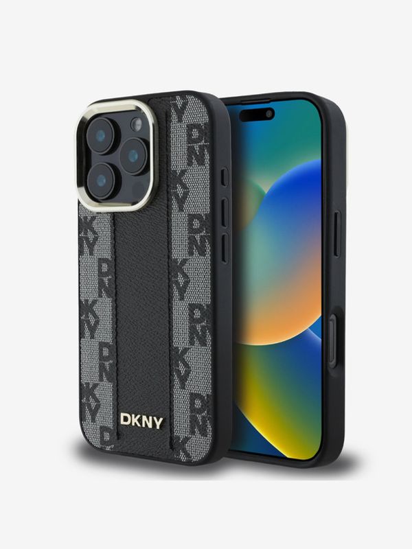DKNY DKNY PU Leather Checkered Pattern Magsafe iPhone 16 Pro Black Калъф за телефон Lilav