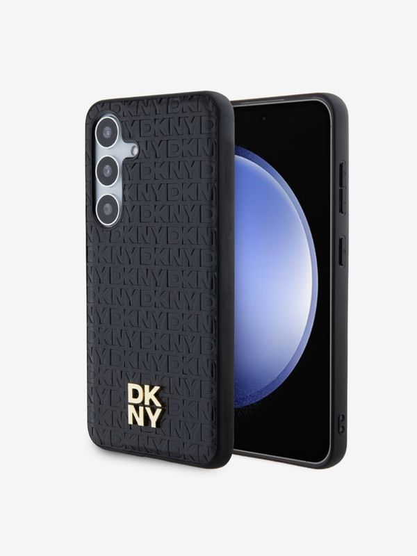 DKNY DKNY PU Leather Repeat Pattern Stack Logo Magsafe Zadní Kryt pro Samsung Galaxy S24+ Black Калъф за телефон Lilav