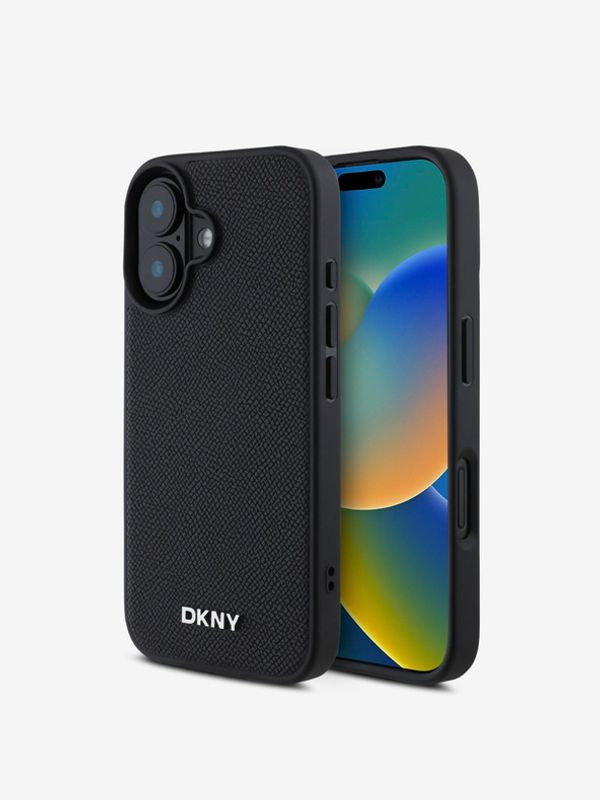 DKNY DKNY PU Leather Silver Metal Logo Magsafe iPhone 16 Black Калъф за телефон Lilav