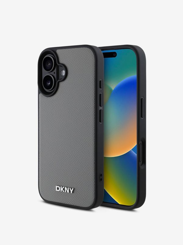 DKNY DKNY PU Leather Silver Metal Logo Magsafe iPhone 16 Grey Калъф за телефон Lilav